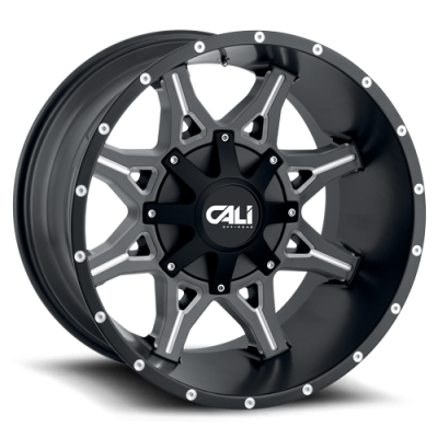 Cast Aluminum Wheels Obnoxious 9107 SB 24x12 Milled Spokes Satin Black 6 On 135/6 On139.7 Bolt Pattern -44 Offset Cali Offroad Wheels
