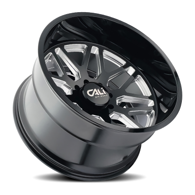 Cast Aluminum Wheels Invader 9115 GB-M 20x10 Milled Gloss Black 5 On 127 Bolt Pattern -25 Offset Cali Offroad Wheels