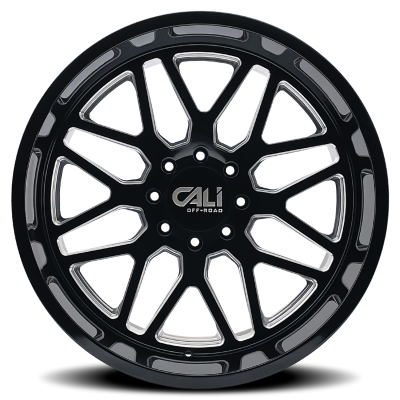 Cast Aluminum Wheels Invader 9115 GB-M 22x12 Milled Gloss Black 6 On 135 Bolt Pattern -51 Offset Cali Offroad Wheels