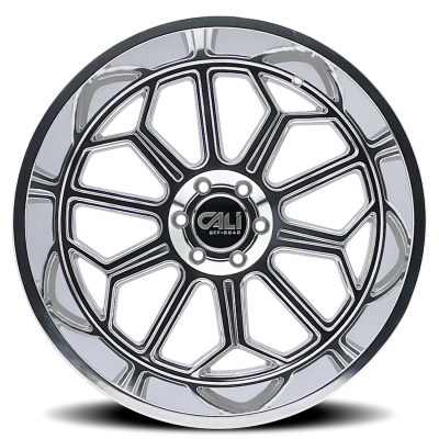 Cast Aluminum Wheels Auburn 9117 PO 24x14 Milled Spokes Polished 6 On 135 Bolt Pattern -76 Offset Cali Offroad Wheels
