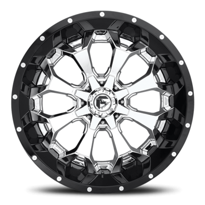 Aluminum Wheels 22X10 Assault D246 6 On 135/6 On 139.7 Chrome/Gloss Black Lip 106.1 Bore -13 Offset 8 Spoke Fuel Off Road Wheels