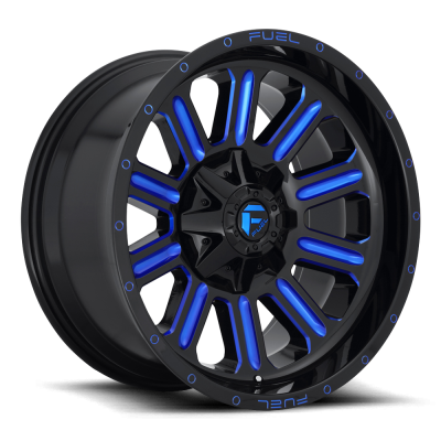 Aluminum Wheels 18X9 Hardline D646 5 On 114.3/5 On 127 Gloss Black/Candy Blue 78.1 Bore 1 Offset Fuel Off Road Wheels