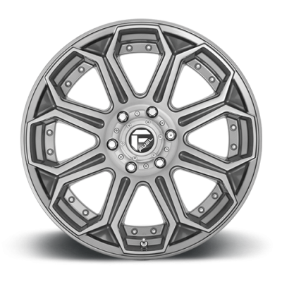 Aluminum Wheels 22X12 Siege D705 6 On 135 Brushed Gunmetal Gray Tinted Clear 87.1 Bore -44 Offset Fuel Off Road Wheels