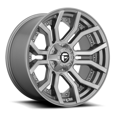 Aluminum Wheels 20X10 Rage Platinum D713 5 On 127/5 On 139.7 Brushed Gunmetal Gray Tinted Clear 87.1 Bore -18 Offset Fuel Off Road Wheels