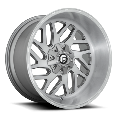 Aluminum Wheels 24X12 Triton Platinum D715 5 On 127/5 On 139.7 Brush Gunmetal Gray/Clear Tint 87.1 Bore -44 Offset Mesh Spoke Fuel Off Road Wheels