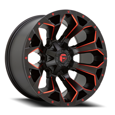 Aluminum Wheels 20X10 Assault D787 5 On 114.3/5 On 127 Matte Black Milled Red Tint 78.1 Bore -18 Offset Fuel Off Road Wheels