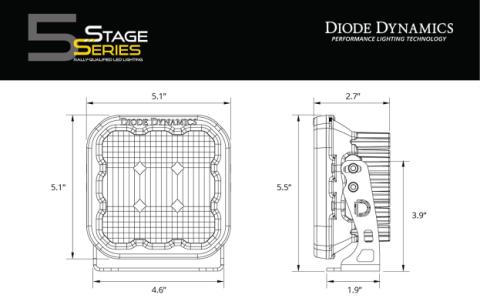 SS5 LED Pod Sport Yellow Combo Single Diode Dynamics