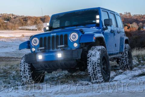 SS3 LED Fog Light Kit for 2007-2018 Jeep JK Wrangler White SAE Fog Sport w/ Backlight Type M Bracket Kit Diode Dynamics