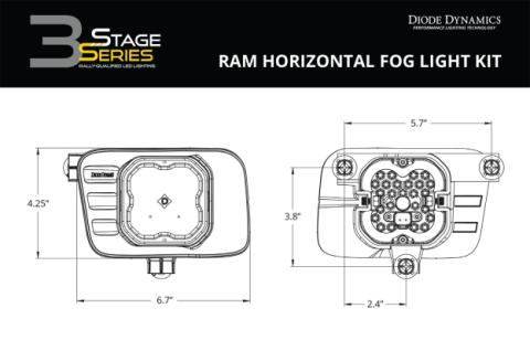 SS3 Pro Type Ram Horiz Kit ABL Yellow SAE Fog Diode Dynamics