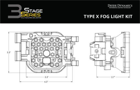 SS3 Sport Type X Kit ABL Yellow SAE Fog Diode Dynamics