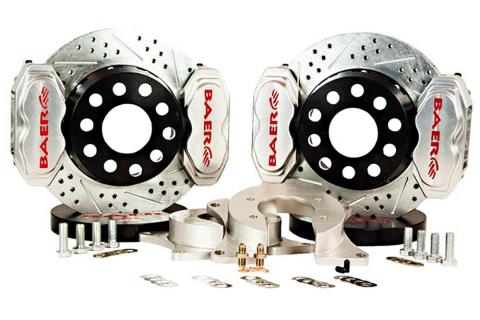 Brake System 11 Inch Rear SS4+ Deep Stage 4-Caliper Clear Ford 9 Inch Torino Bearing BAER Brakes