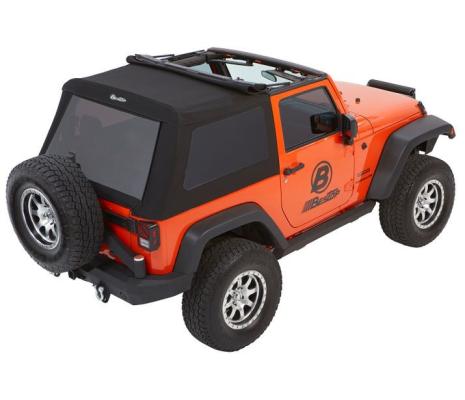 Jeep Wrangler Trektop Glide Slantback Soft Tops For Jeep 2007-2018 Wrangler JK 2 Door Black Diamond Bestop