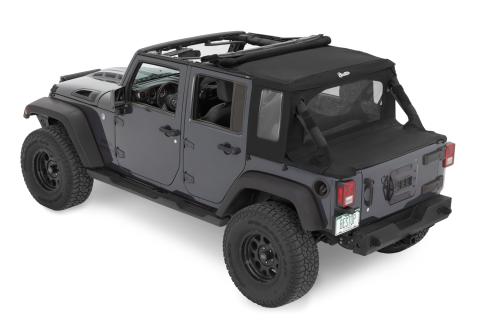 Jeep Wrangler Halftop Soft Top Conversion Kit For Jeep 2007-2018 Wrangler JK 4 Door Black Diamond Bestop