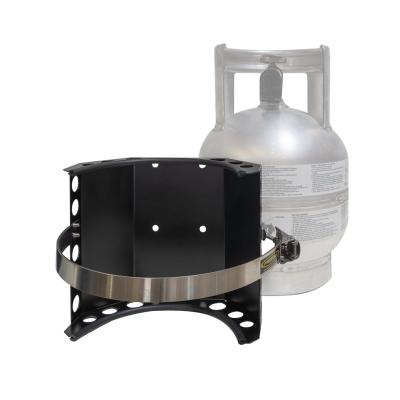 Gannett Locker 10 lb Aluminum Propane Bracket Stainless Steel Straps Black Power Tank