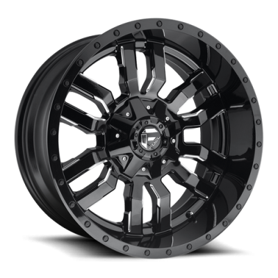 Aluminum Wheels 20X10 Sledge D595 5 On 114.3/5 On 127 Gloss Black/Milled 78.1 Bore -18 Offset Fuel Off Road Wheels