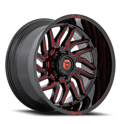 Aluminum Wheels 20X9 Hurricane D808 5 On 127 Gloss Black/Red Milled 71.5 Bore 1 Offset Fuel Off Road Wheels