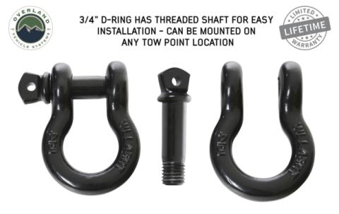 Recovery Shackle 19010201 3/4 4.75 Ton Black Sold In Pairs Overland Vehicle Systems