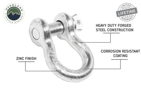 Recovery Shackle 3/4 4.75 Ton Zinc - D Ring Recovery Shackle Overland Vehicle Systems