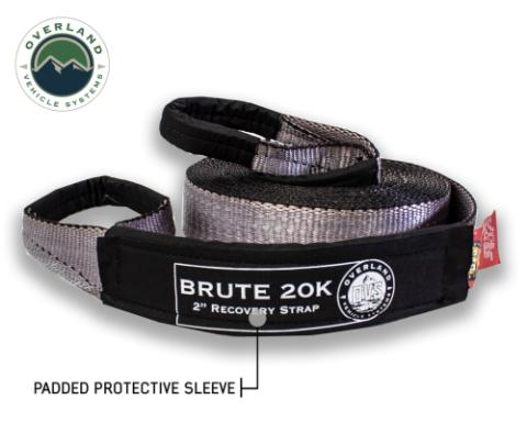 Tow Strap 20000 lbs - 2 x 30' Gray With Black Ends Overland Vehicle Systems