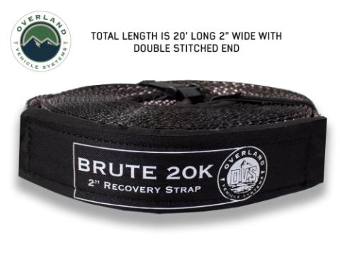 Tow Strap 20000 lbs - 2 x 30' Gray With Black Ends Overland Vehicle Systems