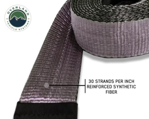 Tow Strap 20000 lbs - 2 x 30' Gray With Black Ends Overland Vehicle Systems