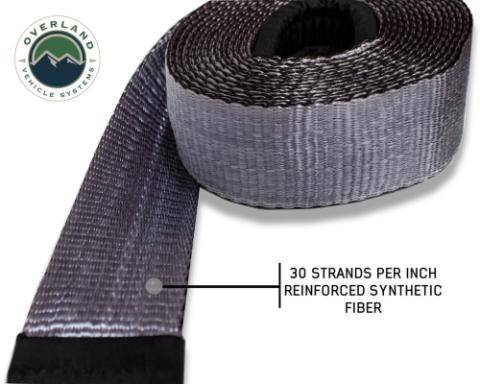 Tow Strap 30 30,000 lb. 3 x 30' Gray Storage Bag Overland Vehicle Systems
