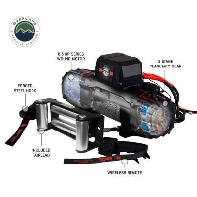 SCAR 12 - 12,000 lb. Winch With Steel Cable and Wireless Remote Overland Vehicle Systems