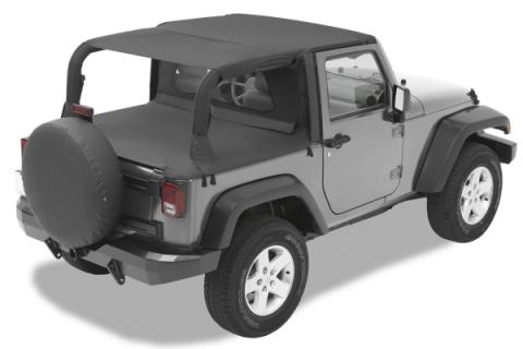 Jeep Bikini Top Header Safari Bikini Tops For Jeep 2007-2009 Wrangler JK 2 Door Black Diamond Fabric Bestop
