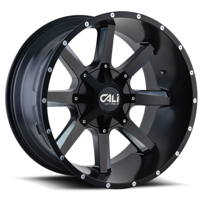 Cast Aluminum Wheels Busted 9100 SB 20x12 Milled Spokes Satin Black 5 On 127/5 On139.7 Bolt Pattern -44 Offset Cali Offroad Wheels