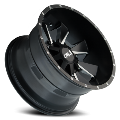 Cast Aluminum Wheels Distorted 9106 SB 22x12 Milled Spokes Satin Black 6 On 135/6 On139.7 Bolt Pattern -44 Offset Cali Offroad Wheels