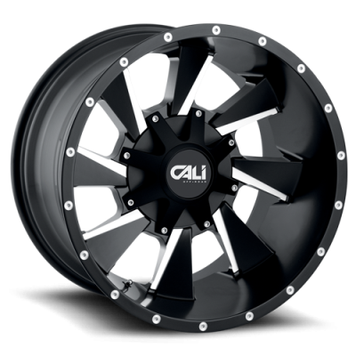 Cast Aluminum Wheels Distorted 9106 SB 24x12 Milled Spokes Satin Black 6 On 135/6 On139.7 Bolt Pattern -44 Offset Cali Offroad Wheels