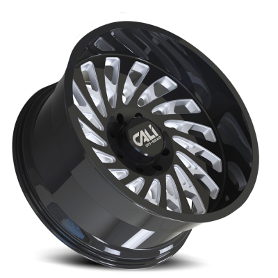 Cast Aluminum Wheels Switchback 9108 GB 24x12 Milled Spokes Gloss Black 8 On 165.1 Bolt Pattern -51 Offset Cali Offroad Wheels