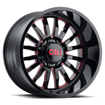 Cast Aluminum Wheels Summit 9110 GB-RD 22x12 Red Milled Spokes Gloss Black 5 On 127 Bolt Pattern -51 Offset Cali Offroad Wheels