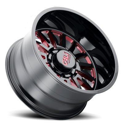 Cast Aluminum Wheels Summit 9110 GB-RD 24x14 Red Milled Spokes Gloss Black 6 On 135 Bolt Pattern -76 Offset Cali Offroad Wheels