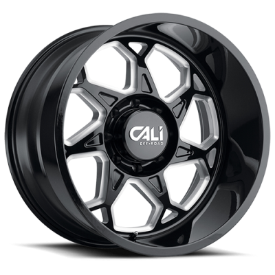 Cast Aluminum Wheels Sevenfold 9111 GB 22x12 Milled Spokes Gloss Black 6 On 135 Bolt Pattern -51 Offset Cali Offroad Wheels