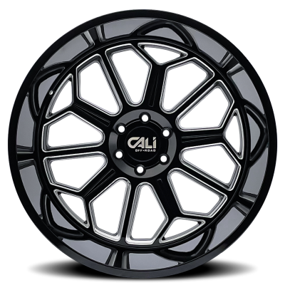 Cast Aluminum Wheels Auburn 9117 BM 20x10 Milled Gloss Black 5 On 127 Bolt Pattern -25 Offset Cali Offroad Wheels