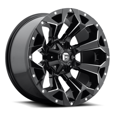 Aluminum Wheels 17X9 Assault D576 5 On 114.3/5 On 127 Gloss Black/Milled 78.1 Bore 1 Offset 8 Spoke Fuel Off Road Wheels