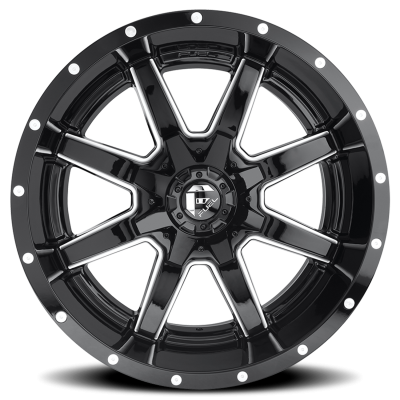 Aluminum Wheels 18X9 Maverick D610 5 On 114.3/5 On 127 Gloss Black/Milled 72.6 Bore -12 Offset Fuel Off Road Wheels