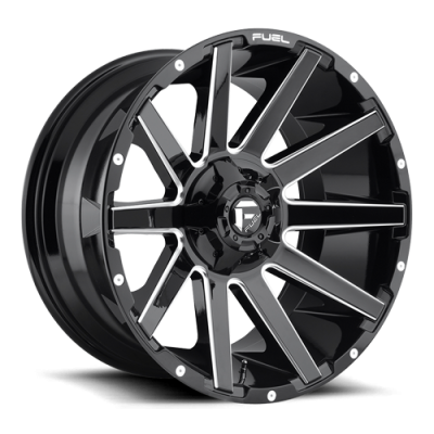 Aluminum Wheels 24X12 Contra D615 5 On 127/5 On 139.7 Gloss Black/Milled 87.1 Bore -44 Offset Multi Spoke Fuel Off Road Wheels