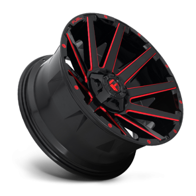 Aluminum Wheels 20X10 Contra D643 5 On 114.3/5 On 127 Gloss Red/Milled 78.1 Bore -18 Offset Multi Spoke Fuel Off Road Wheels