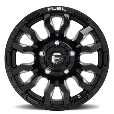 Aluminum Wheels 20X10 Blitz D673 5 On 127 Gloss Black Milled 71.5 Bore -18 Offset Multi Spoke Fuel Off Road Wheels