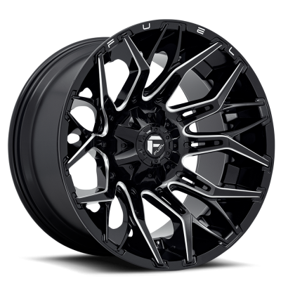 Aluminum Wheels 22X12 Twitch D769 5 On 114.3/5 On 127 Gloss Black/Milled 78 Bore -44 Offset Fuel Off Road Wheels