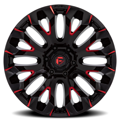 Aluminum Wheels 20X9 Quake D829 5 On 114.3 Gloss Black Milled Red 72.56 Bore 1 Offset Fuel Off Road Wheels