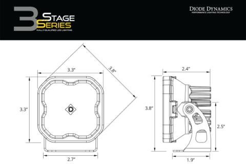 SS3 Max ABL Yellow SAE Fog Standard Pair Diode Dynamics