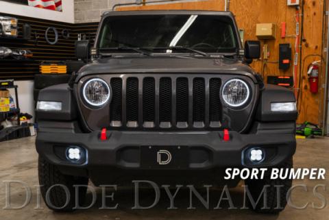 SS3 LED Fog Light Kit for 2018-2021 Jeep JL Wrangler White SAE Fog Max w/ Backlight Type M Bracket Kit Diode Dynamics