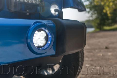 SS3 LED Fog Light Kit for 2007-2018 Jeep JK Wrangler White SAE Fog Pro w/ Backlight Type MR Bracket Kit Diode Dynamics
