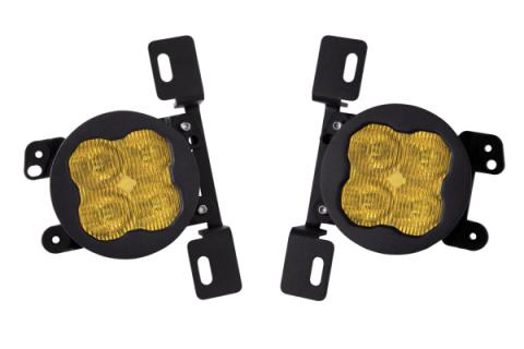 SS3 LED Fog Light Kit for 2018-2021 Jeep JL Wrangler Yellow SAE Fog Max w/ Backlight Type MR Bracket Kit Diode Dynamics
