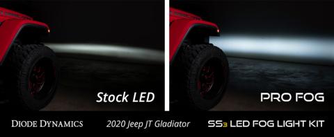 SS3 LED Fog Light Kit for 2018-2021 Jeep JL Wrangler Yellow SAE Fog Sport w/ Backlight Type MS Bracket Kit Diode Dynamics