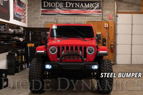 SS3 LED Fog Light Kit for 2020-2021 Jeep Gladiator Yellow SAE Fog Pro w/ Backlight Type MS Bracket Kit Diode Dynamics