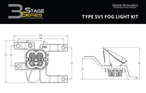 SS3 Sport Type SV1 Kit ABL Yellow SAE Fog Diode Dynamics